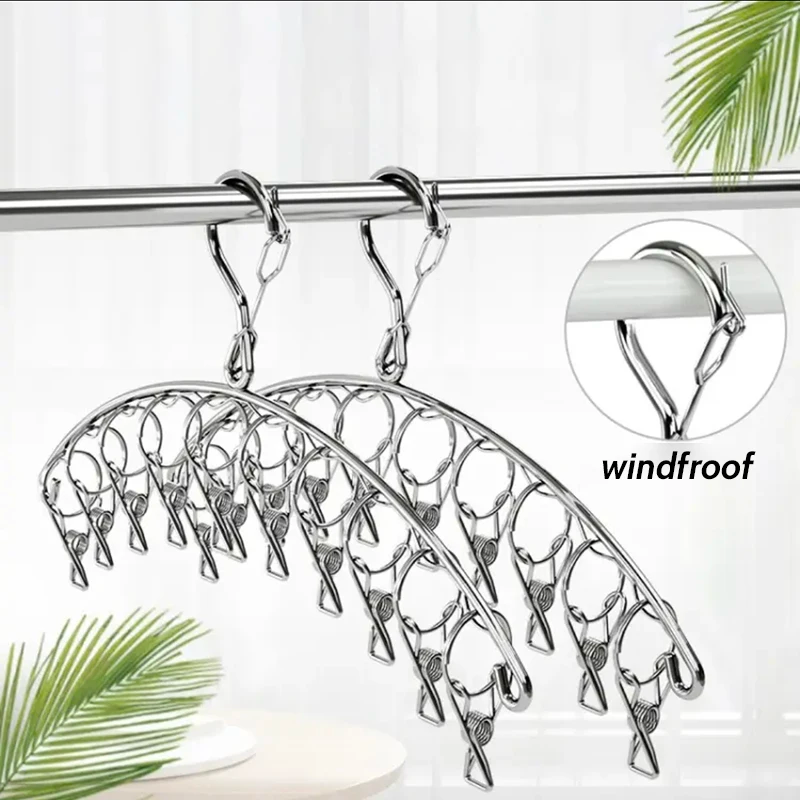 Sock Organizer Tray - 10 Clips Stainless Steel Clothes Drying