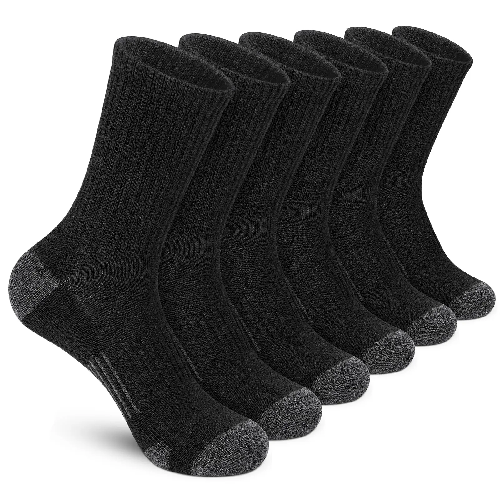 Cotton Crew Sock Pack - 6 Pairs Men's Cushioned Crew Socks