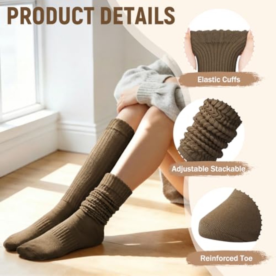 Chalier 5 Pairs Slouchy Socks  - Boot Sock Slouchy recensione e prezzo