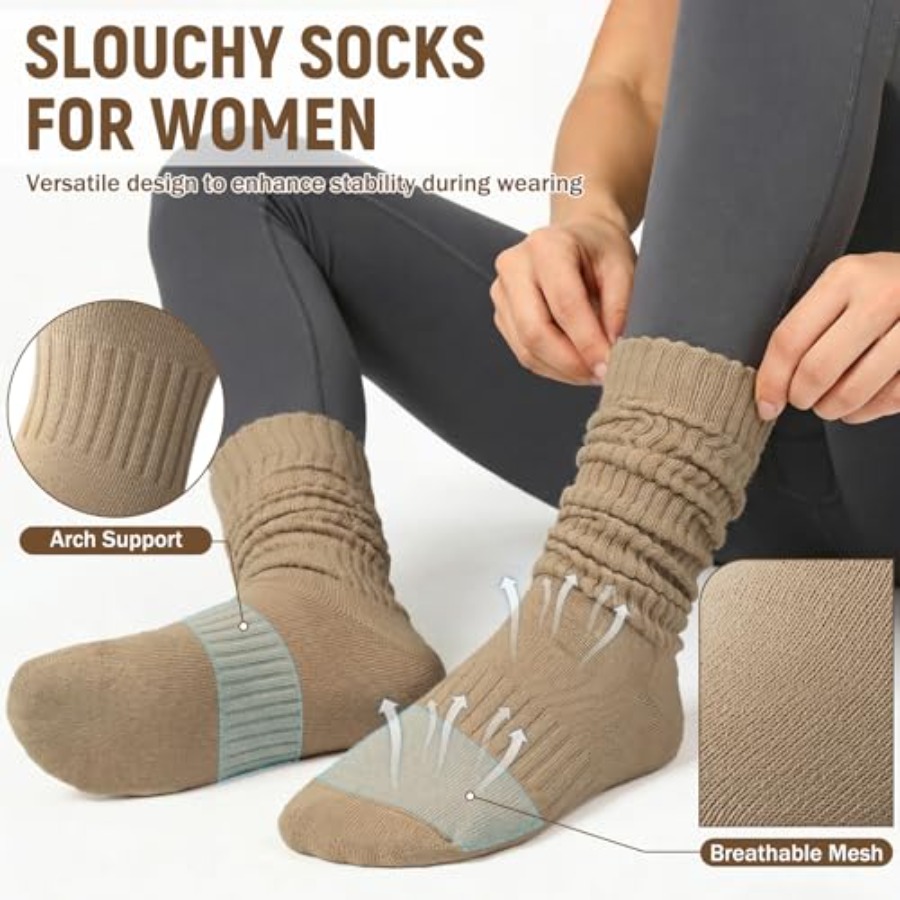 Chalier 5 Pairs Slouchy Socks  - Boot Sock Slouchy recensione e prezzo