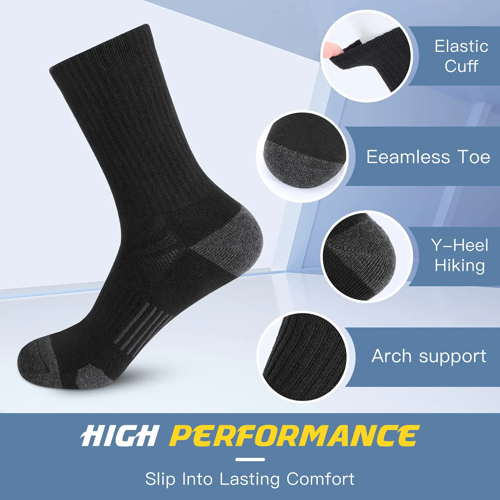 6 Pairs Men's Cushioned Crew S - Cotton Crew Sock Pack recensione e prezzo