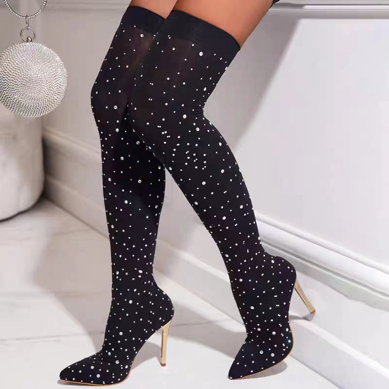 Rhinestone Slim Leg Stretch So - Knee High Sock Women recensione e prezzo