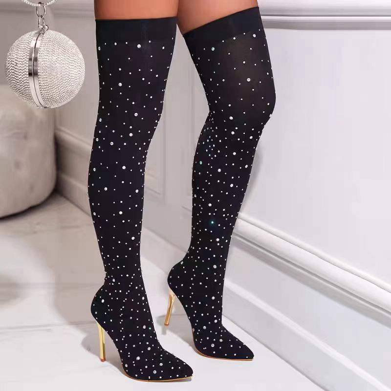 Rhinestone Slim Leg Stretch So - Knee High Sock Women recensione e prezzo