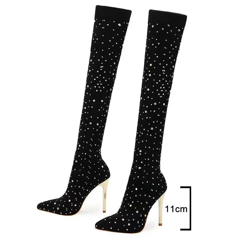 Rhinestone Slim Leg Stretch So - Knee High Sock Women recensione e prezzo