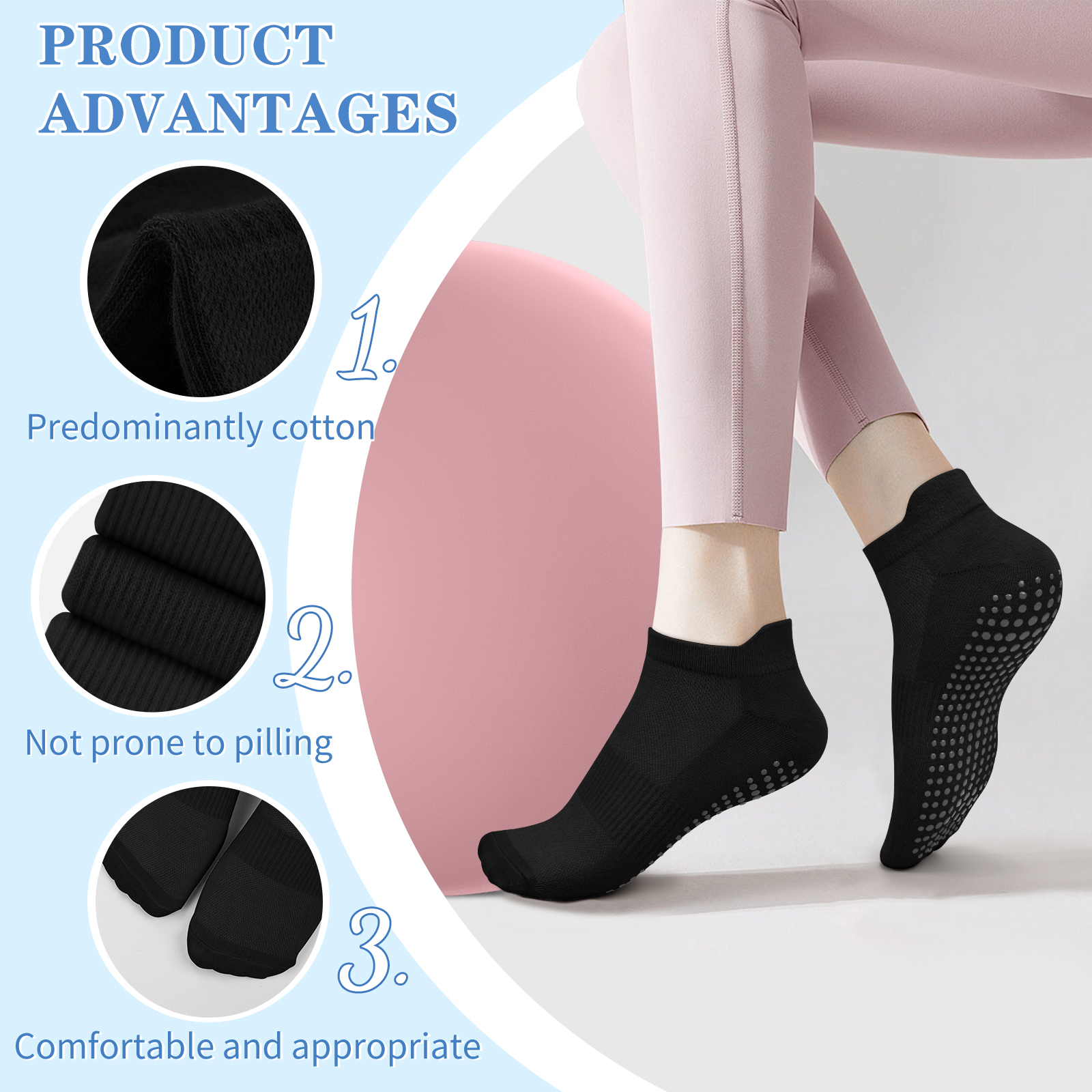 3 Pairs Yoga Socks Women Cotto - Grip Sock Yoga recensione e prezzo