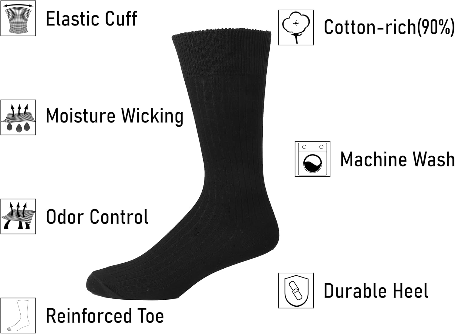 Men Dress Socks 5-Pack Plain R - Cotton Crew Sock Pack recensione e prezzo